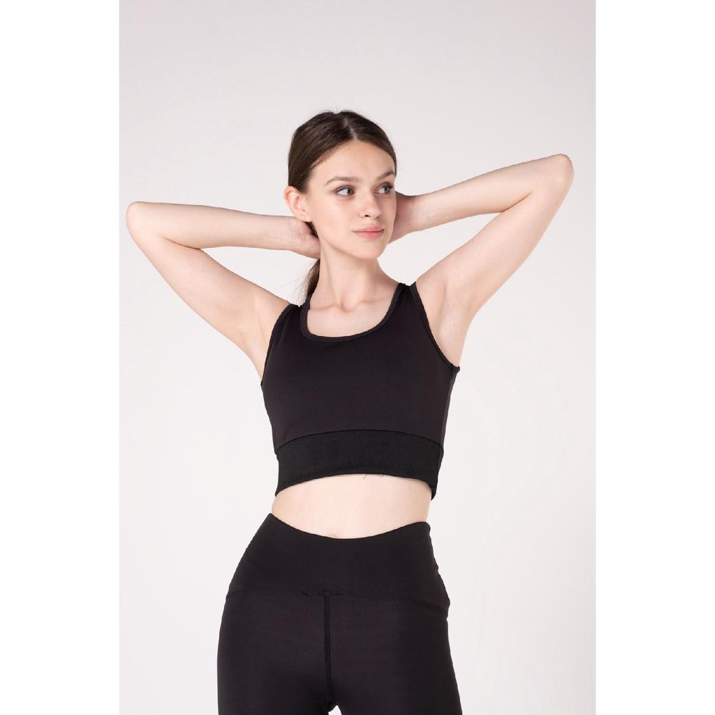 Schwarzer Damen-Sport-BH mit Rundhalsausschnitt