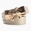 Metal Bow Knot Pu Leather Waist Belt Solid Color Waistband Women Gift Fashion