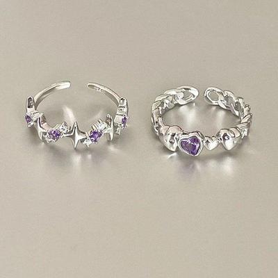 Sada dámskych snubných prsteňov Crystal Purple Drahokamu Heart Star Shine Dievčenský prsteň