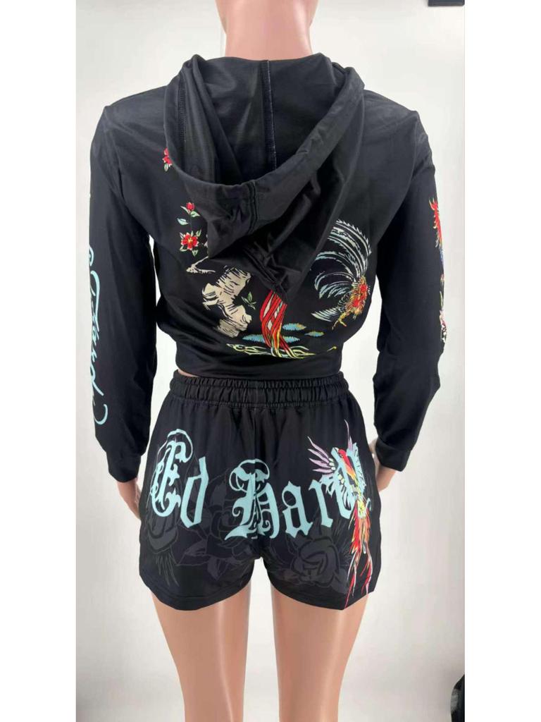 XH903 European & American Women's Spring/Summer 2024 Printed Fashion Casual Suit