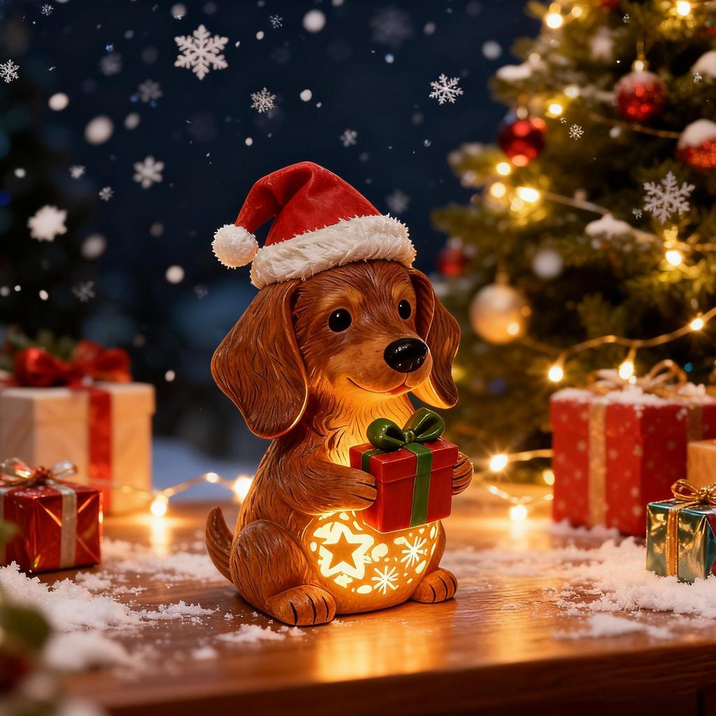 Christmas Dog Lamp LED Night Light Ambient Lighting Decor Gift for Nursery Bedroom Living Room Desk Bedside Table Shelf Decor