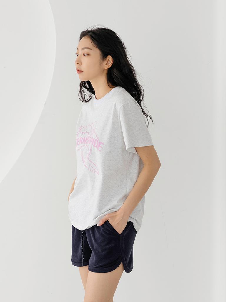 NITINA Organic Silket Print T-Shirt M/Gy