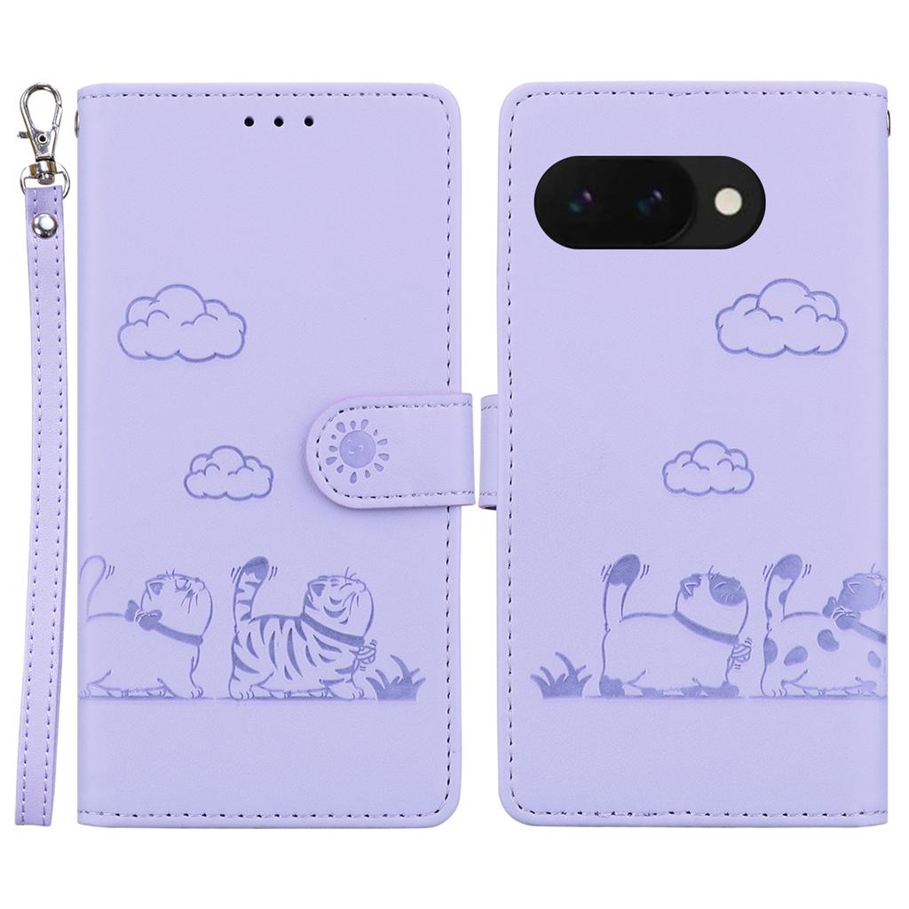 For Google Pixel 9a Case RFID Blocking Kitten Pattern TPU+PU Leather Phone Cover