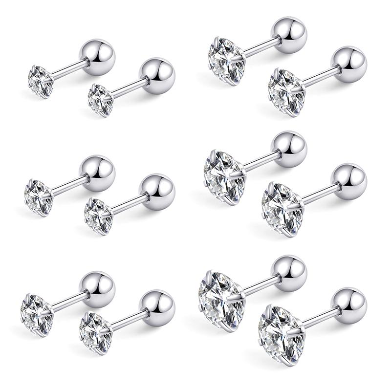 Silver Needle Shiny Zircon Stud Earrings Women Style Cute Sweet Jewelry Accessories Simple  Jewelry Accessories
