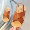 Kids Cross Strap Open Toe Velcro Sandals Summer Casual Beach Shoes For Boys Girls