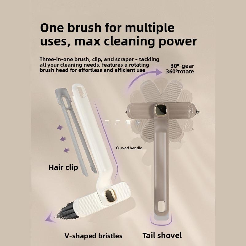 2pcs bathroom crevice cleaning brush, no dead angle floor scrubber for bathroom, toilet, floor, sink, and basin, rotating brush