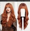 Cross-Border Water Wave Wigs European American Women's Fashionable Synthetic Hair Wig Brown Gradient Color Bangs Long Curly Hair