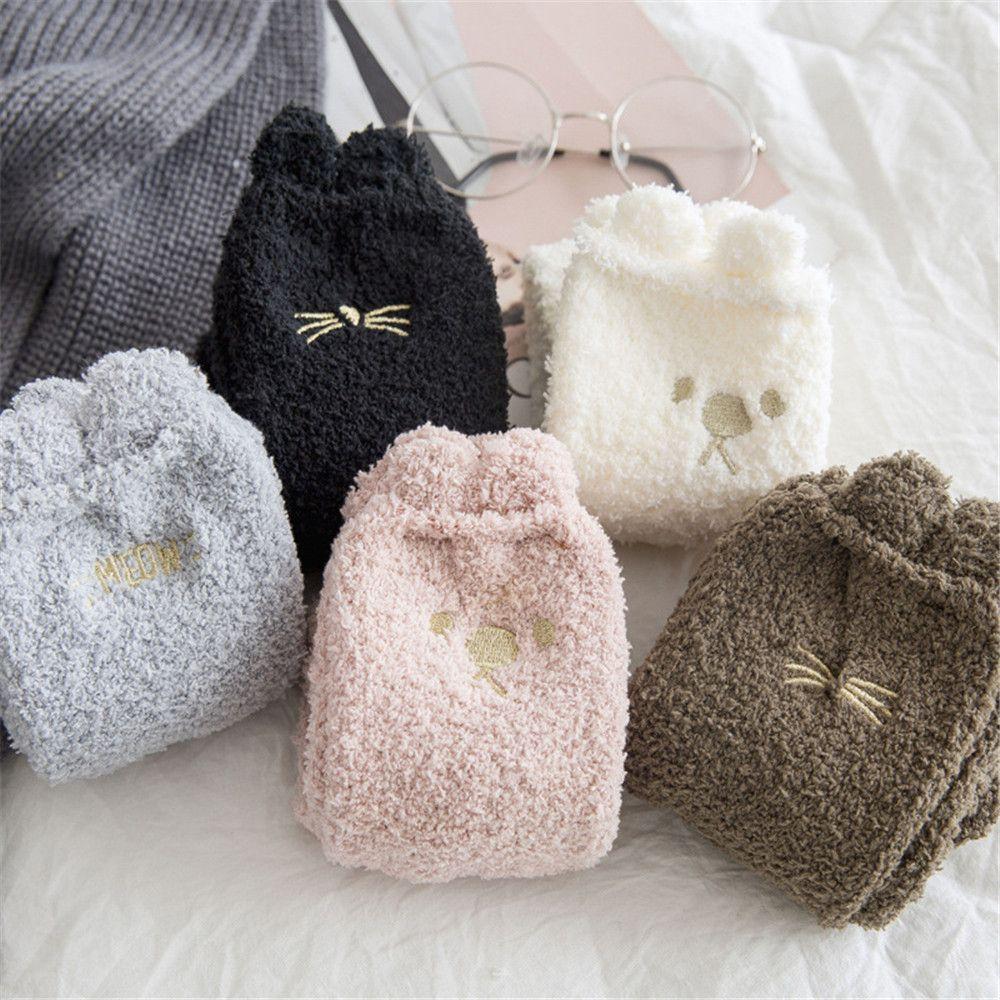 1 Pair Soft Lovely Stockings Sleeping Socks Plush Coral Socks Warm Autumn Winter