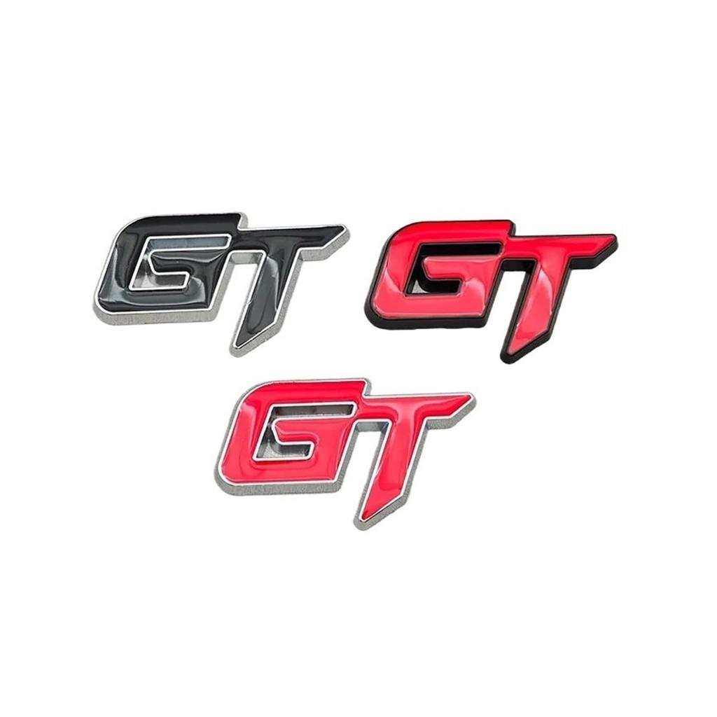 3D Metal Letters GT Logo Car Front Grille Badge Sticker, Perfect Car Decoration Accessories (Red Chrome)