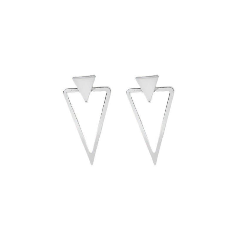 2025 Retro Geometric Hollow Triangle Front-Back Earrings: Two-Way Wear, Glossy Layered Design