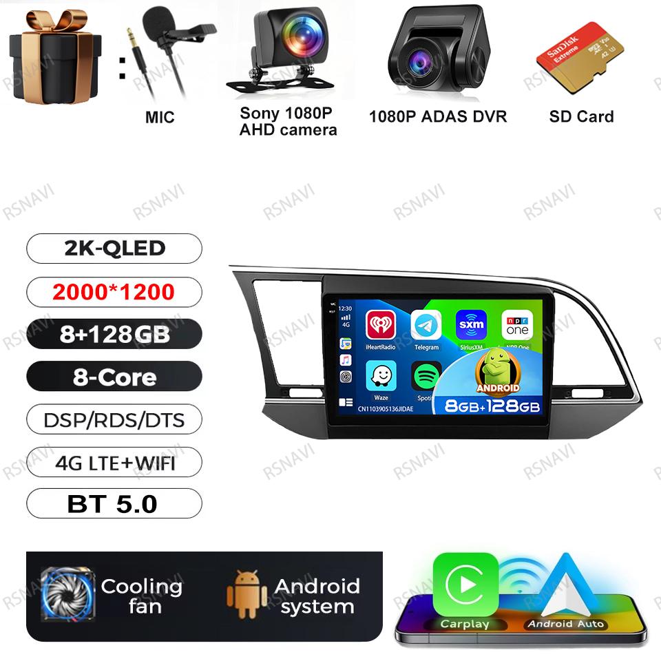 Car Radio Android 16 For Hyundai Elantra Avante AD 2015 ~ 2021 2019-2020 Stereo Qualcomm DSP BT Navigation Head Unit QLED DVD
