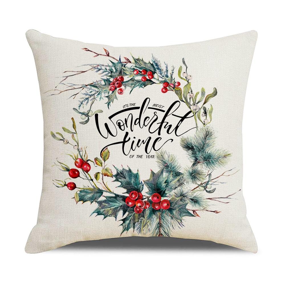 Weihnachts-Kissenbezug Brief Elch Weihnachtsbaum Sofa-Kissenbezug Leinen Kissen Heimtextilien