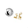 Moonlit Cat And Deer Metal Wall Art Sculpture for Living Room Decor Lover Figurine