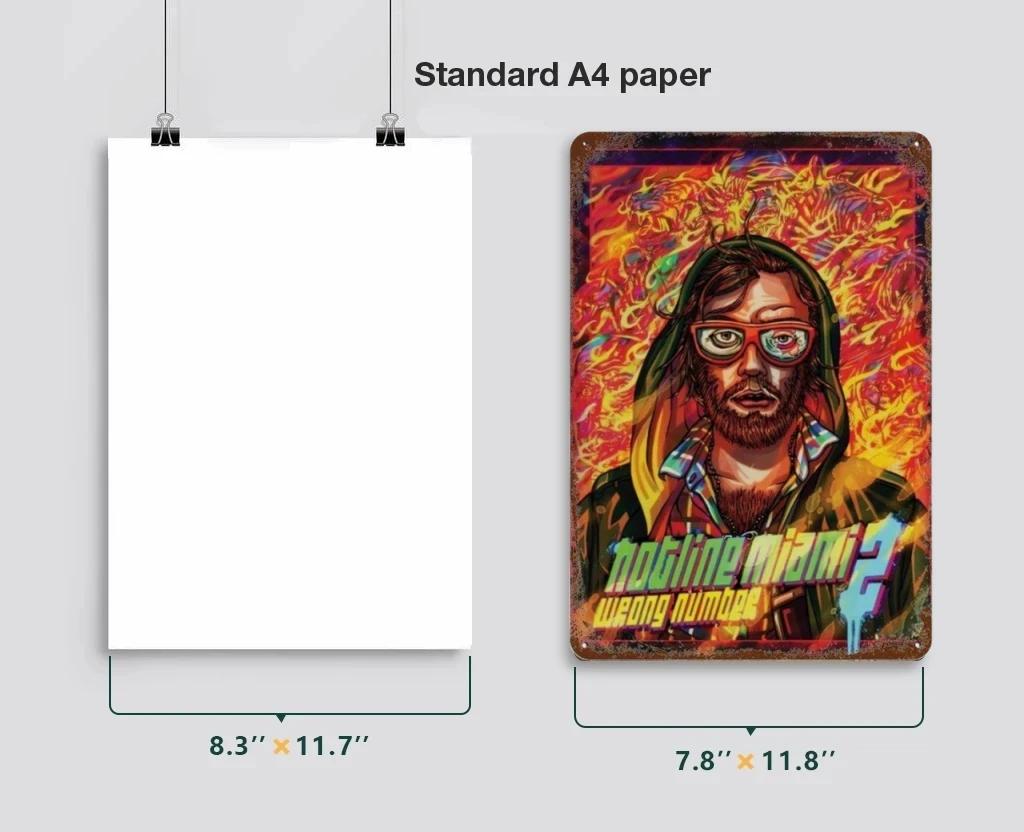 Poster Hotline Miami Hot Classic Adventure Game Posters e Placa de Metal Sinal de Lata Arte de Parede Placa Decoração Man Cave Decoração de Casa estúdio