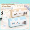 Small Pink Cat Cartoon Pencil Case With Large Capacity For Students And Office Use