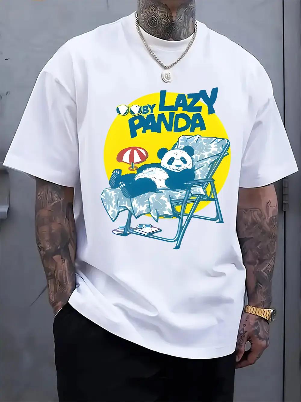 

Lazy Panda Beach Scene Graphic Tee - Casual Crew Neck Short Sleeve T-shirt for Men XXL
