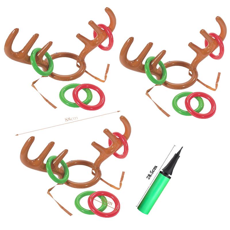 DIY Xmas Kids Gift Christmas Game Inflatable Funny Reindeer Antler Hat Ring Toss Navidad Natal New Year Outdoor Inflated Toys