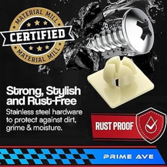 License Plate Screws with Nylon erts - Stainless Steel Rust Proof License