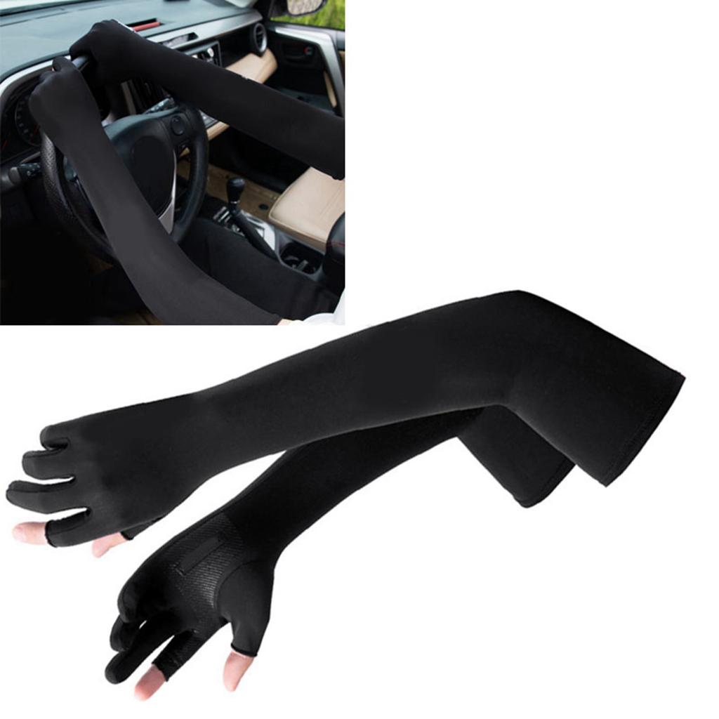 Ice Silk Arm Sleeves Slip Resistance Lengthened UV Protection Arm Cooling Sleeves for Cycling Outdoor Fishing Driving