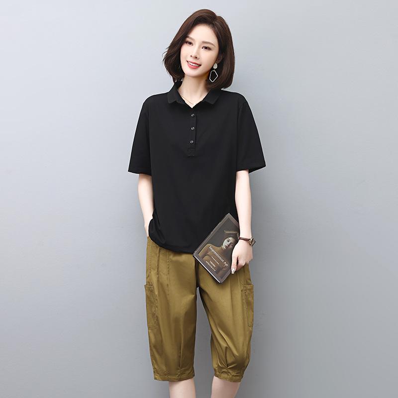 Women's Summer Fashion 2025: Casual Plus Size Two-Piece Set with Loose Fit Seven-Point Pants