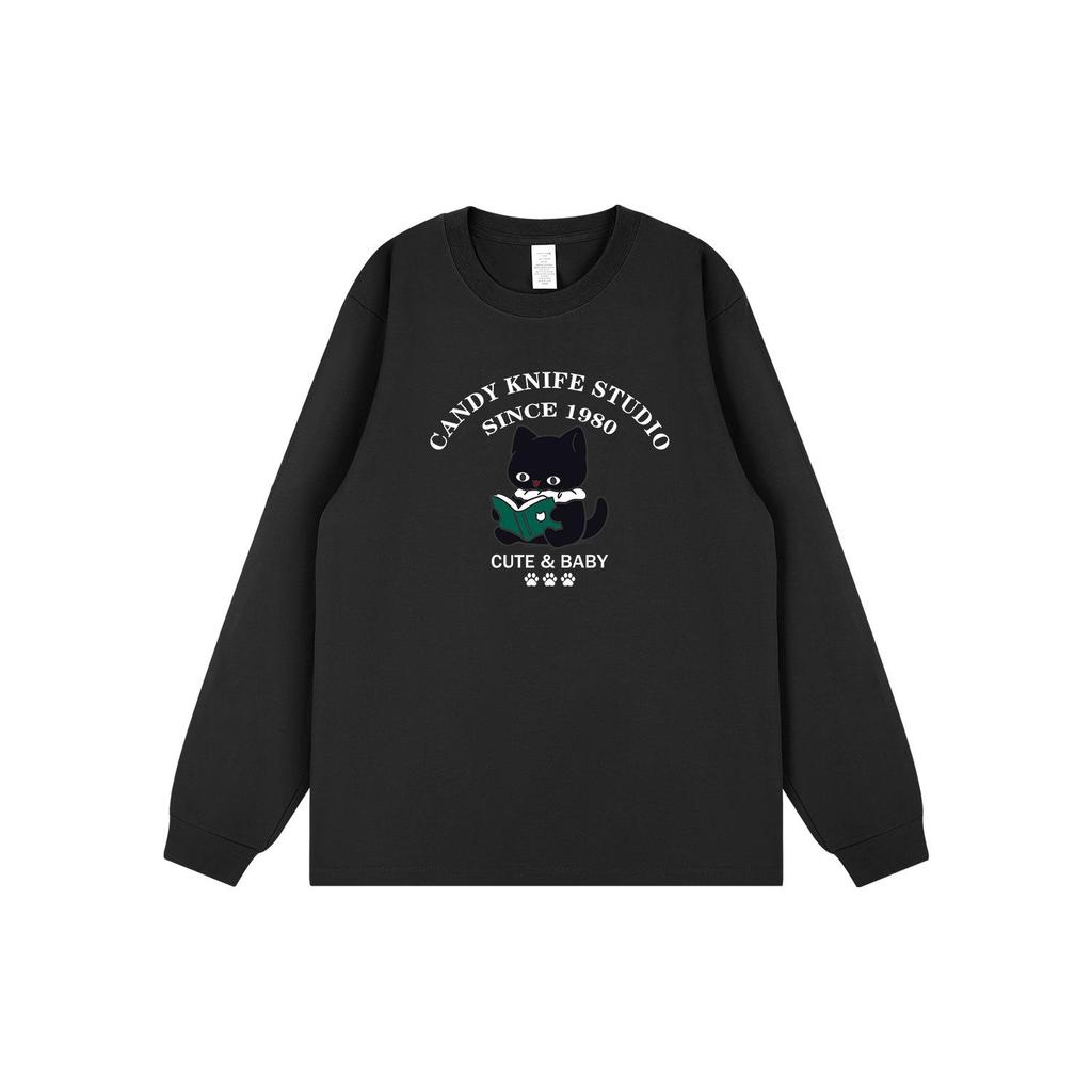 Korean Trendy Cartoon Print Long Sleeve Cotton T-shirt for Students & Besties