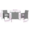 VidaXL Ensemble de Bistro avec Coussins 3 pcs, Chaises et Table de Patio, Meubles de Terrasse Arrière-cour Extérieur, Gris 365125
