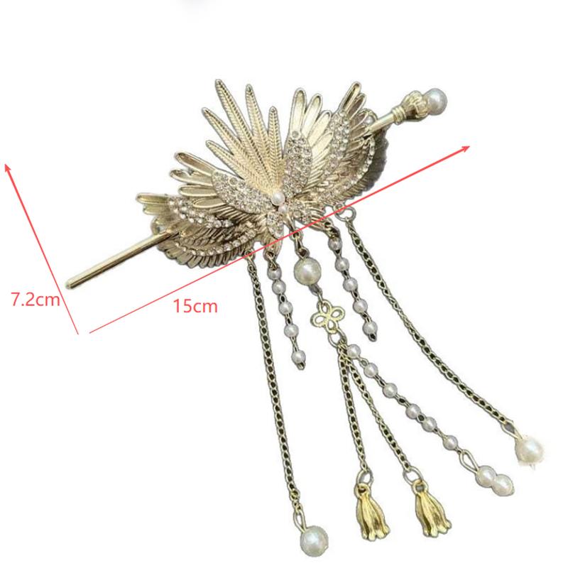 Luxury Chinese Headwear Angel Wing Hairpin Alloy Tassels Hair Sticks Women Daily Hair Clip Sweet Hair Accessories
