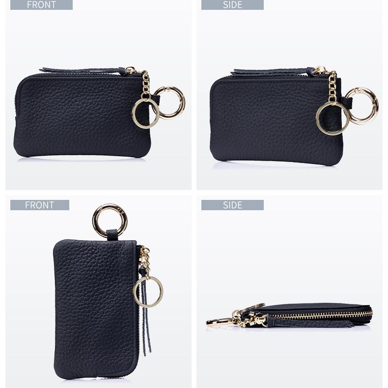 Leather Coin Purse with Key Chain Small Change Purse Keyring Card Holder Coin Pouch Multi-Use Small Wallet for Women
