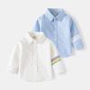 Children's Clothing Spring and Autumn Boys' Long-Sleeved Striped Shirt Kids' Collared Shirt Baby Boy Casual Solid Color Top