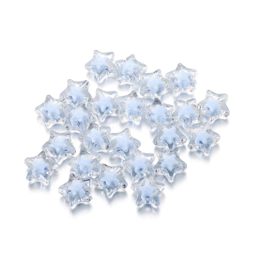 20Pcs/Lot Transparent Five-pointed Star Shape Acrylic Charm Spacer Loose Beads for Jewelry Making DIY Bracelet Accessories