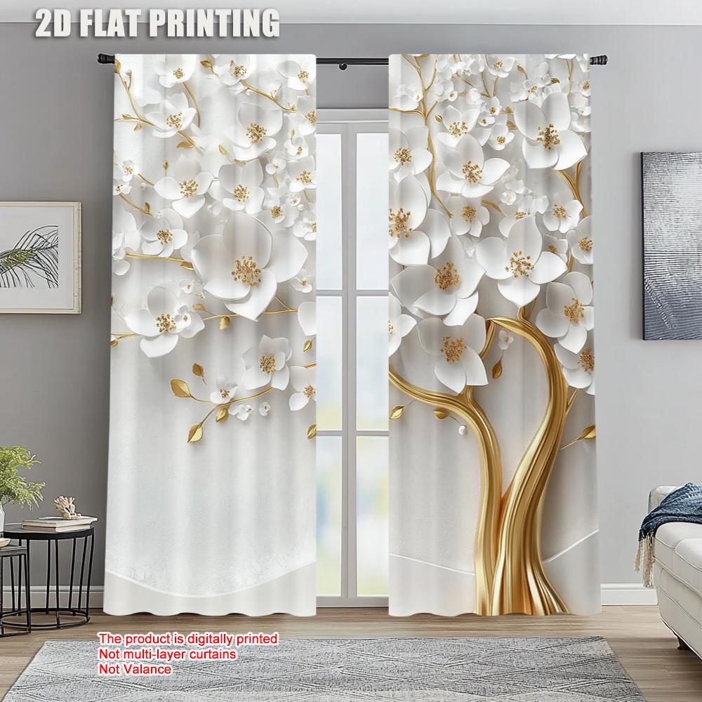 

Window Curtains Flower Polyester Without Electricity Party Decorations Home Decoration Supplies Curtain Made Of Washable W100*H70(CM)-Rod Pocket&2PCS
