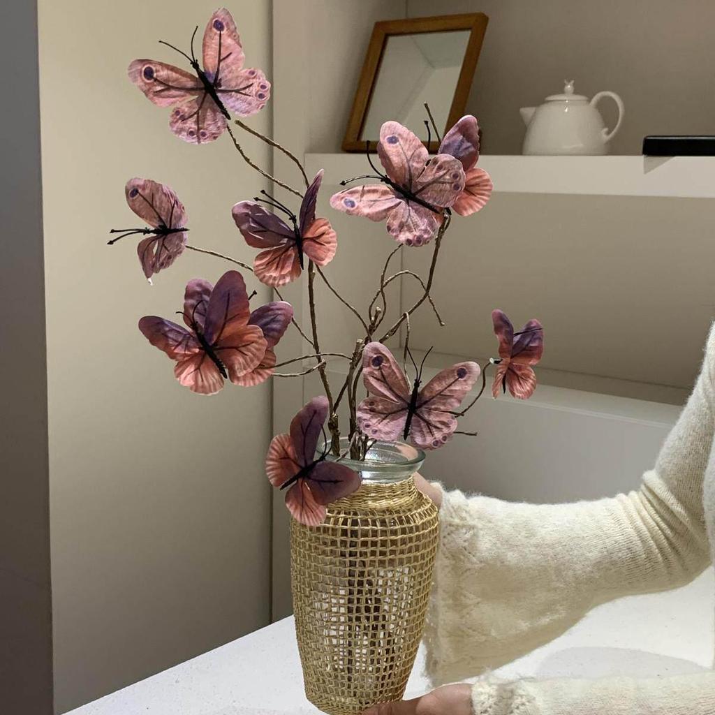 Luxury Artificial Butterfly Flowers in Glass Vase for B&B, Coffee Shop, and Home Decor