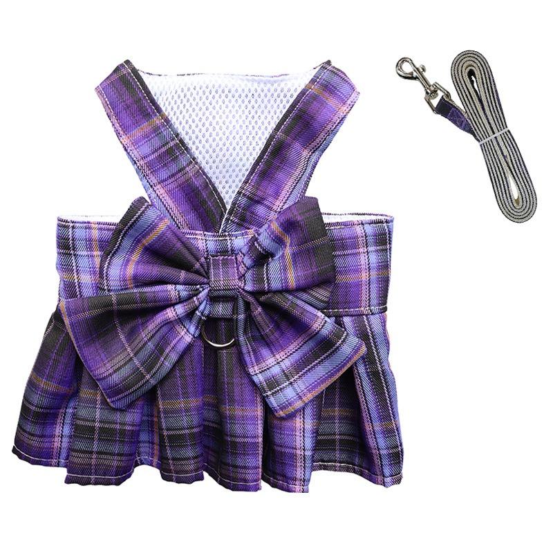 China Manufacturer Pet Plaid Skirt Chest Strap Leash Walking Dog Cat Vest Clothes Teddy Hair Bucket