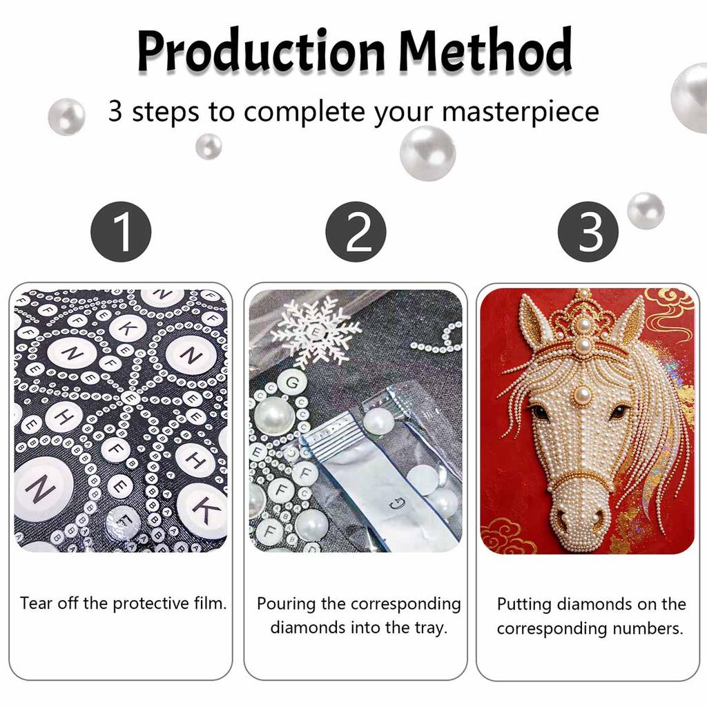 DIY Pearl Diamond Art Painting kits for Adult and Beginners, Majestic Horse Sparkling Painting Craft Home Wall Decor handmade Gift