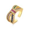 Ring - LUXENTER - Alnis - Metal Alloy - Multicolor Zirconia - 18 Carat Yellow Gold Finish