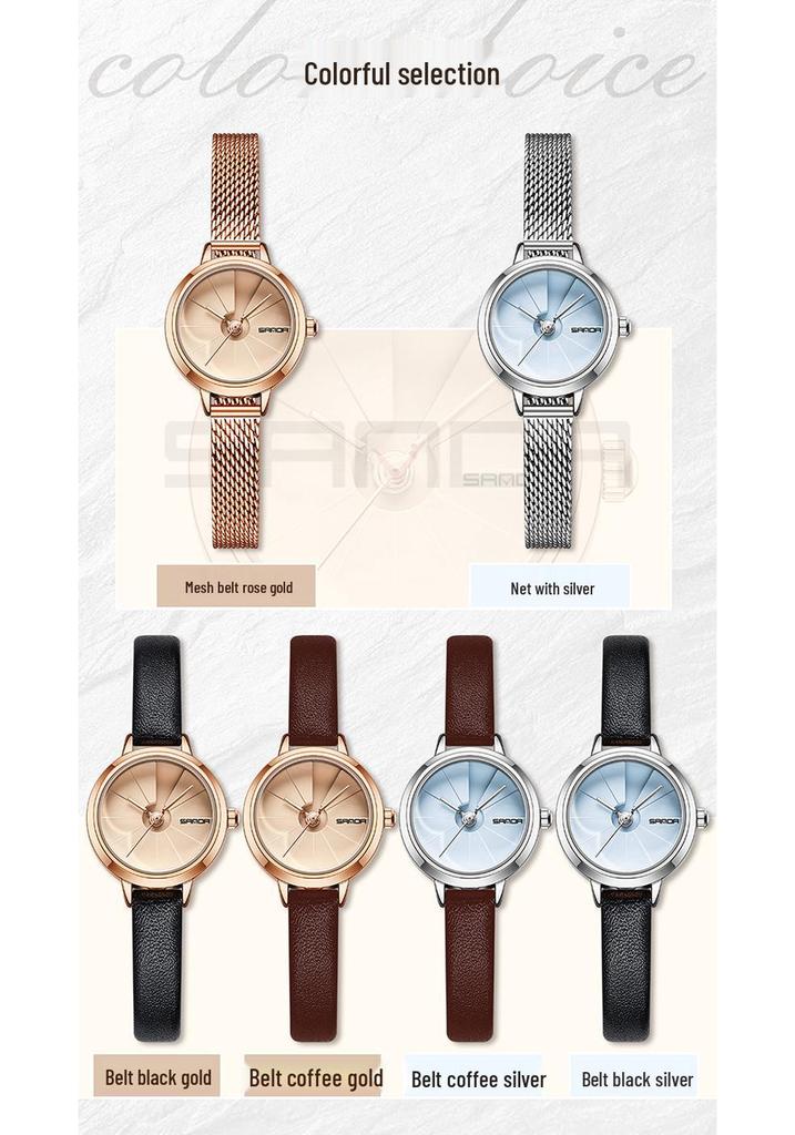 Sanda Korean Style Women's Waterproof Steel & Leather Strap Business Watch