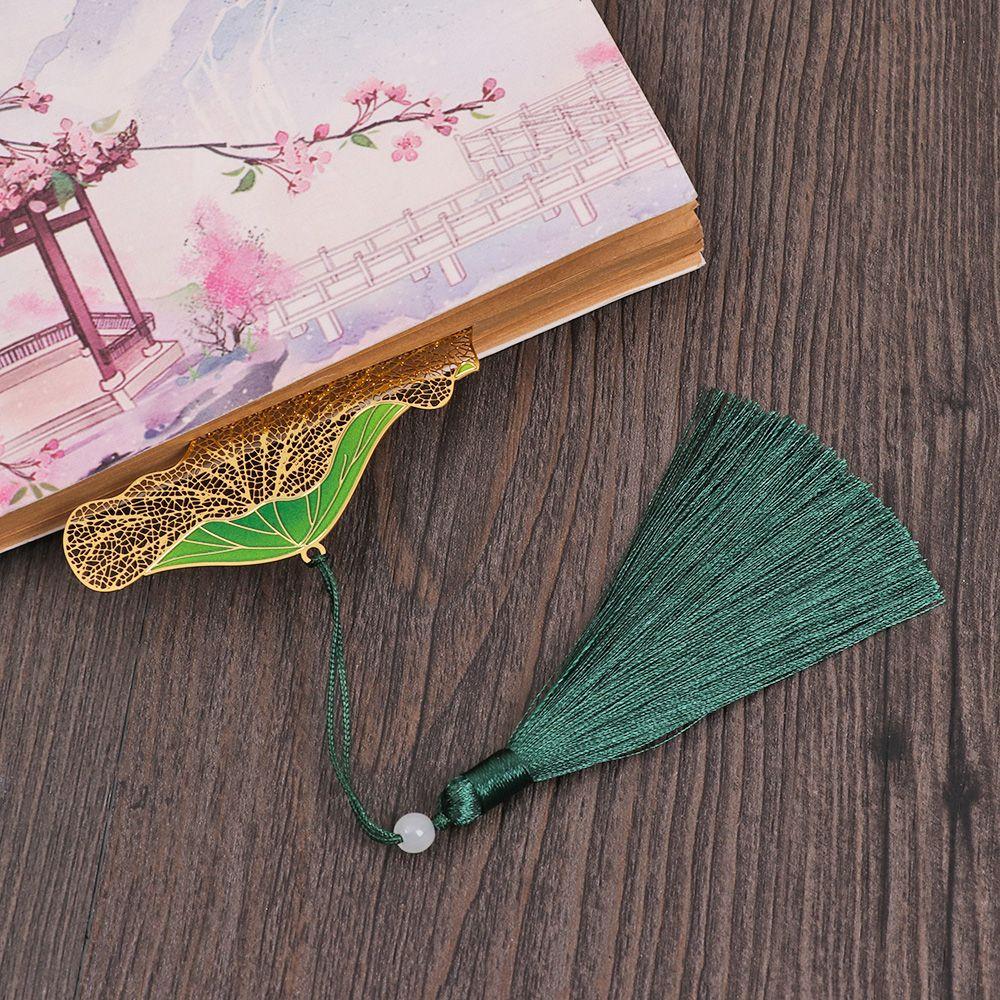 Supplies Retro Metal Chinese Style Tassel Pendant Book Clip Painted Pagination Mark Brass Bookmark