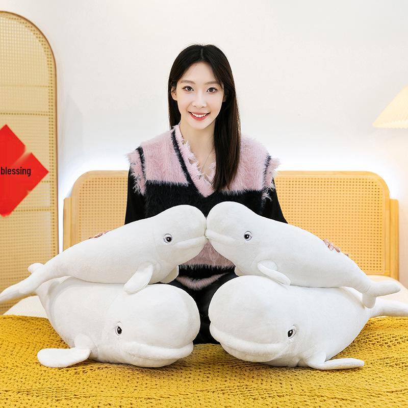 Large Beluga Whale Plush Pillow - Marine Animal Series