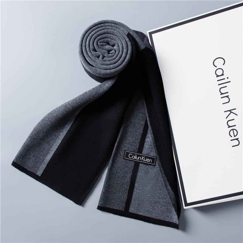 2026 New Men's Wool Plaid Scarf – Trendy Knitted Korean Style, Versatile and Warm Winter Accessory