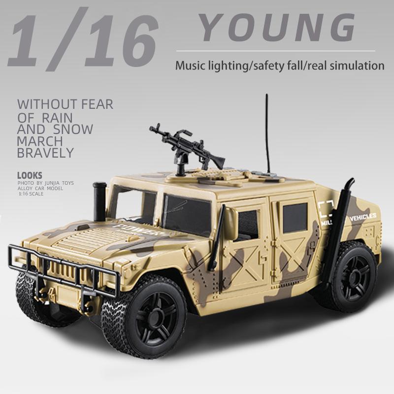 Large 1:16 Hummer Field Vehicle Military Model Car Armored Vehicle Tank Missile Boy 6 Years Old 8 Children's Toy Car