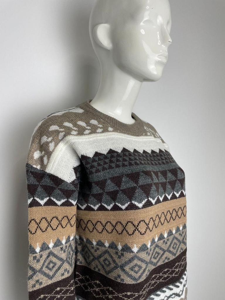 Women's Retro Color Block Christmas Knitted Pullover Sweater