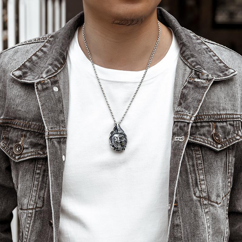 Necklace Buddha and Demon's Thoughts Necklace Year of the Zodiac Retro Men's Pendant