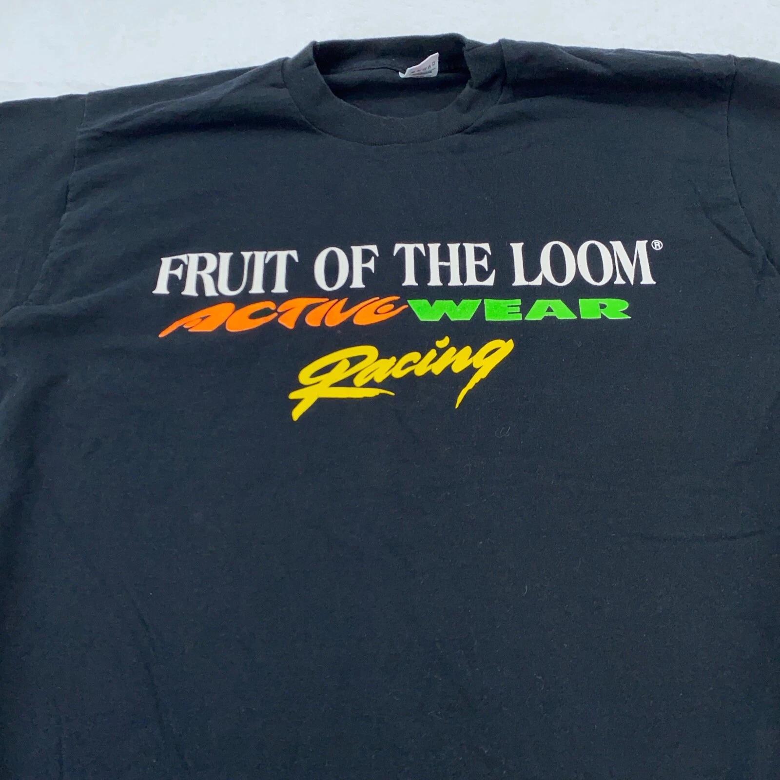 vintage 90s FRUIT OF THE LOOM ACTIVE WEAR RACING T-Shirt L/XL nascar 4XL