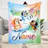 Soccer Fun Bluey Personalized Name Blanket Cozy Customizable Blanket Soft Warm Cozy for Seaside Office Picnics Couch for All Occasions