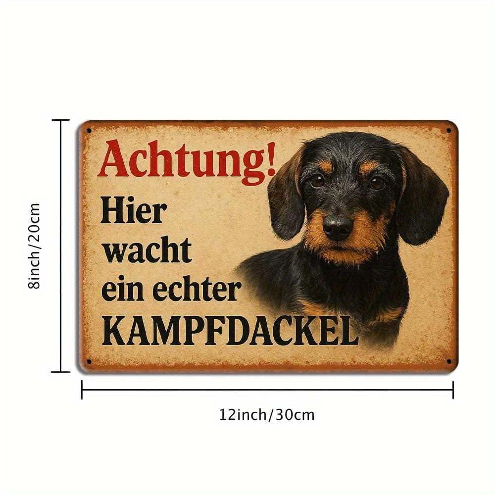 Hisun Tin Sign Genuine Fighting Dachshund Metal Sign Xcm Retro Decor