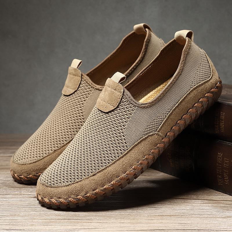 Men's shoes mesh breathable men's summer thin mesh casual one-pedal shoes old Beijing men's mesh shoes