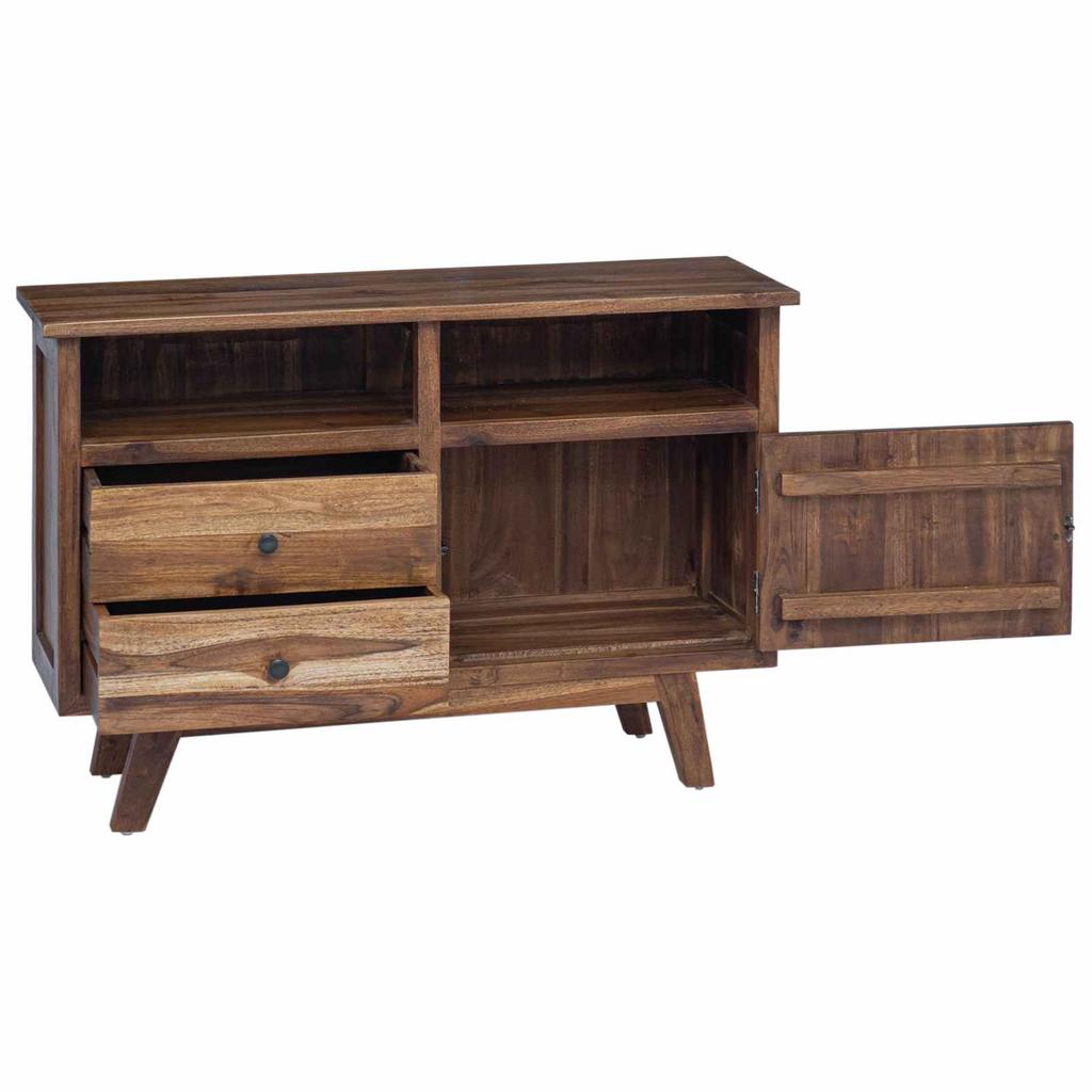 Teak Solid Wood Sideboard with Drawers Natural Finish 100 X 30 X 68 Cm