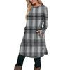 Women's Fashion Casual Long SleeveTunic Dress With Pockets Side Button Dress