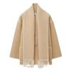 2023 Autumn/Winter Women's Wool Coat with Scarf & Tassels - European & American Style, Thick & Loose.