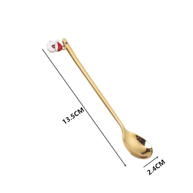 New Year 2021 Merry Christmas Stainless Steel Spoons Xmas Party Tableware Ornaments Christmas Decorations for Home Table Navidad Noel Gift